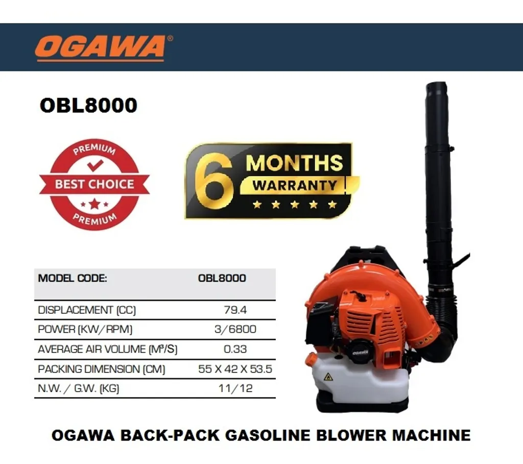 ecodamai-Ogawa OBL 79.4cc 28m³-min Gasoline Back-Pack Leaf Blowe-1